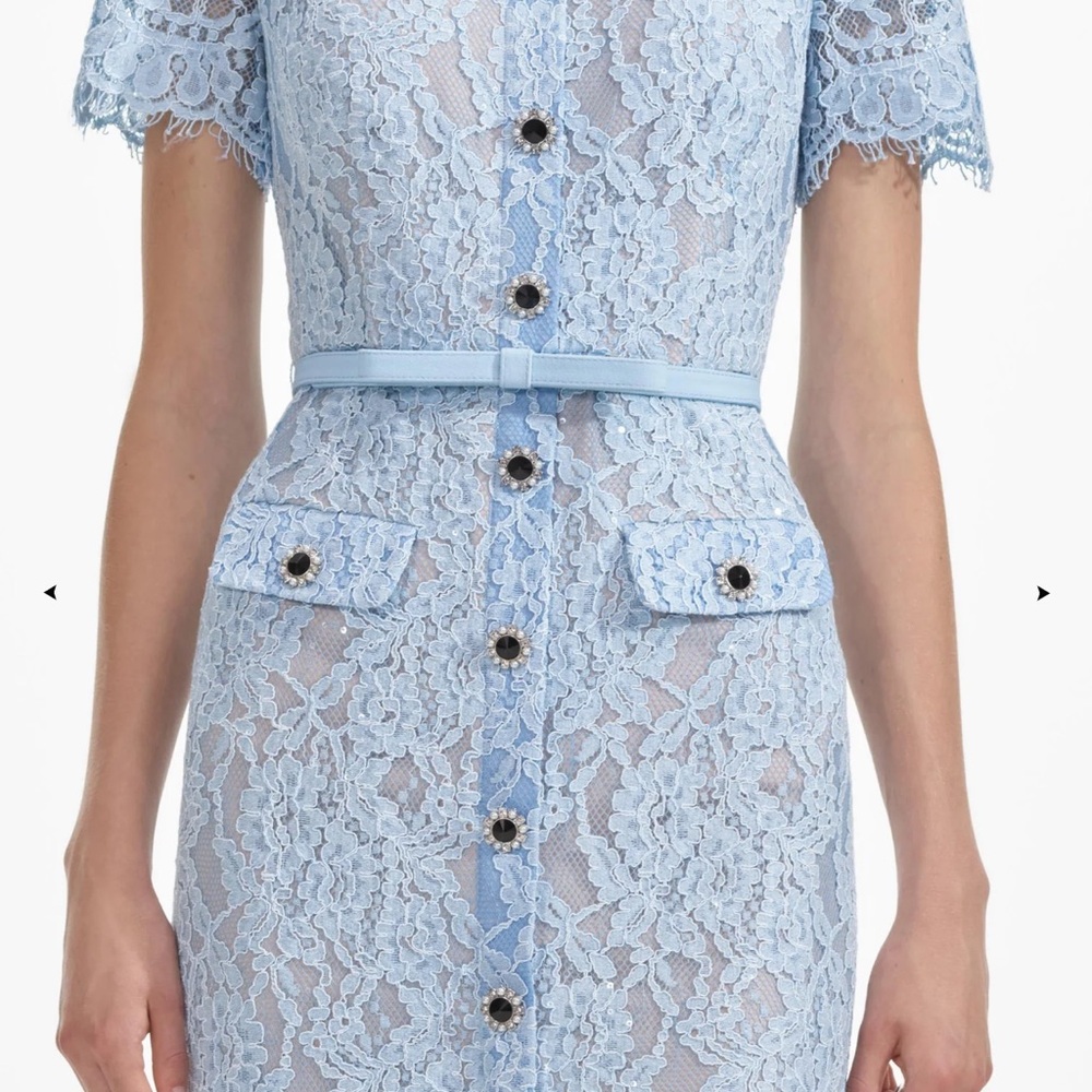 Self-Portrait Light Blue Lace Midi Dress size 8 - Picture 5 of 10